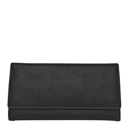 Prada Saffiano Continental Flap Wallet Black 1 of 4