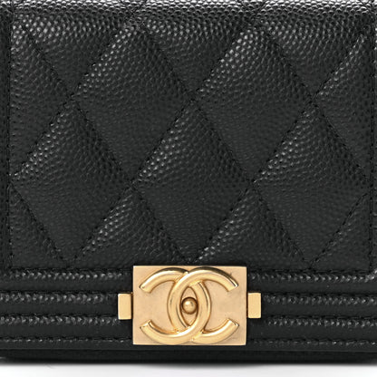 Chanel Caviar Quilted Boy Zip Around Coin Purse Wallet Black 7 of 10