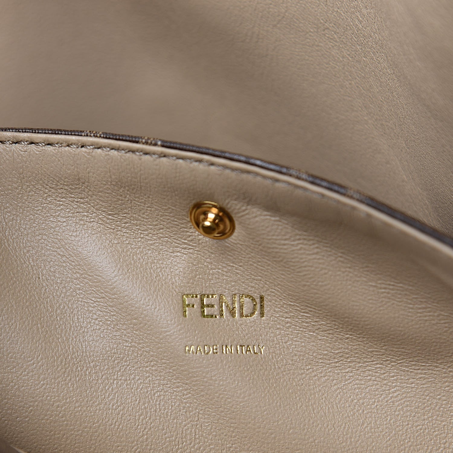Fendi Vitello Seta Glazed Fabric FF 1974 Large Peekaboo X-Lite Maya Mogano Panna 6 of 8
