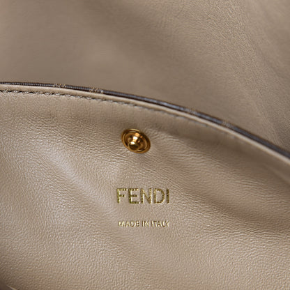 Fendi Vitello Seta Glazed Fabric FF 1974 Large Peekaboo X-Lite Maya Mogano Panna 6 of 8