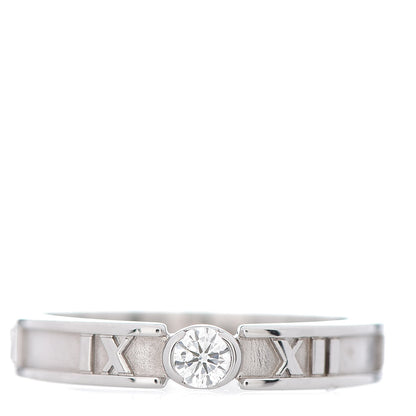 Tiffany 18K White Gold Diamond Atlas Solitaire Band Ring 56 7.5 1 of 4