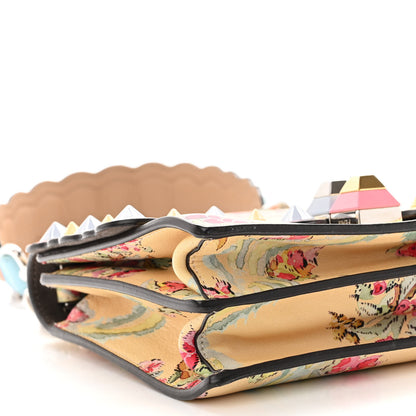 Fendi Vitello Marie Antoinette Print Scalloped Mix Studded Small Kan I Shoulder Bag Panna Multicolor 9 of 10