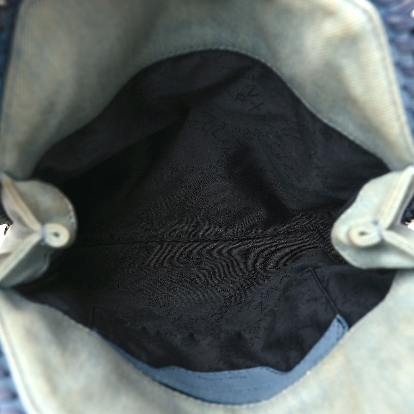 Denim Flower Mini Falabella Tote Blue