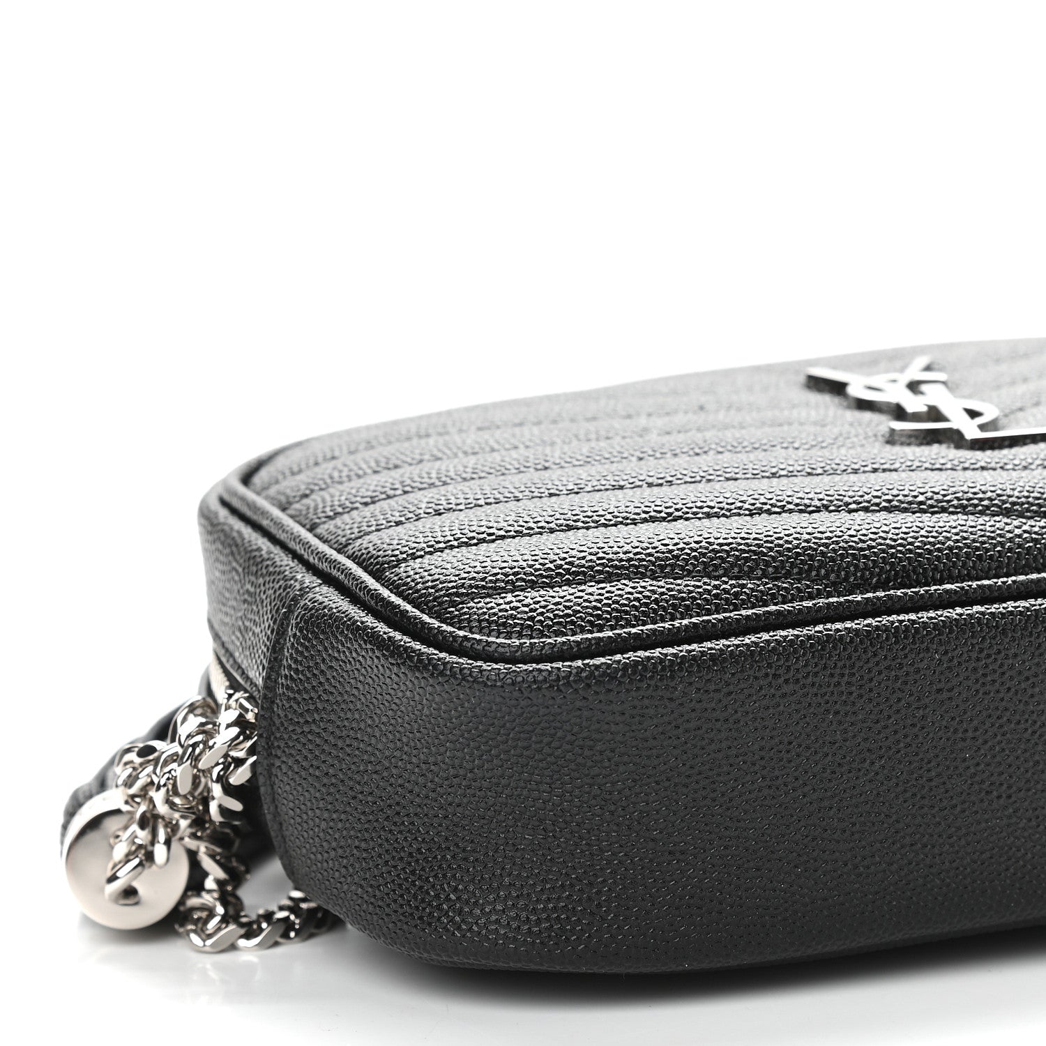 Saint Laurent Grain De Poudre Matelasse Monogram Mini Lou Camera Bag Black 8 of 9