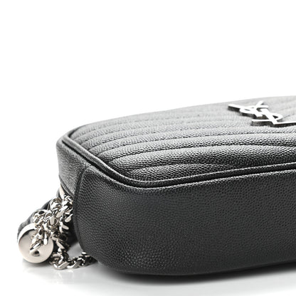 Saint Laurent Grain De Poudre Matelasse Monogram Mini Lou Camera Bag Black 8 of 9
