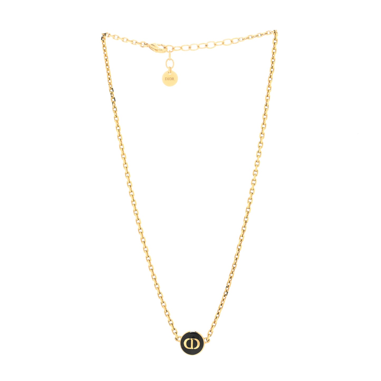 Metal CD Logo Necklace Gold Black