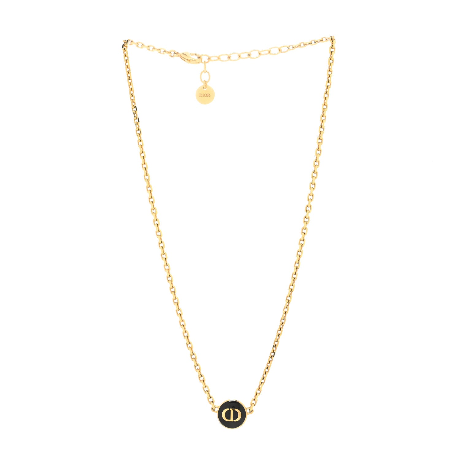 Christian Dior Metal CD Logo Necklace Gold Black 2 of 3