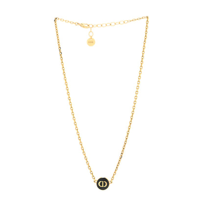Christian Dior Metal CD Logo Necklace Gold Black 2 of 3