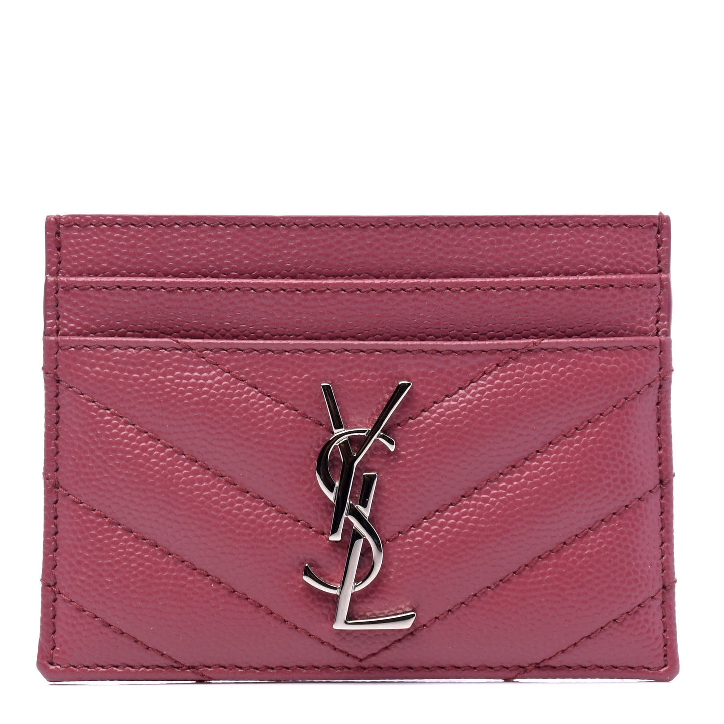 Grain De Poudre Matelasse Chevron Monogram Credit Card Case Mystic Rose