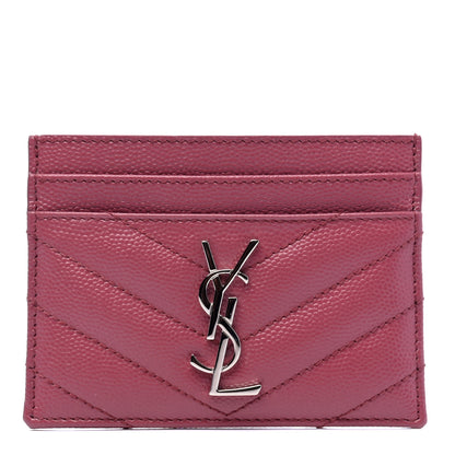 Saint Laurent Grain De Poudre Matelasse Chevron Monogram Credit Card Case Mystic Rose 1 of 4