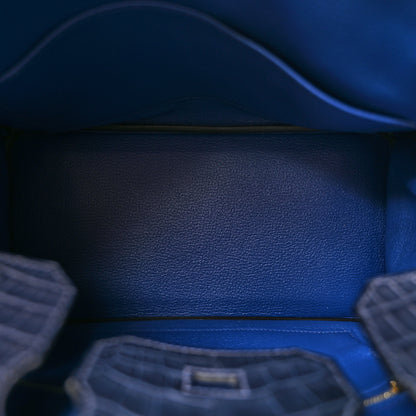 Hermes Taurillon Novillo Matte Alligator Birkin Touch 30 Bleu Saphir Bleu Marine 5 of 12