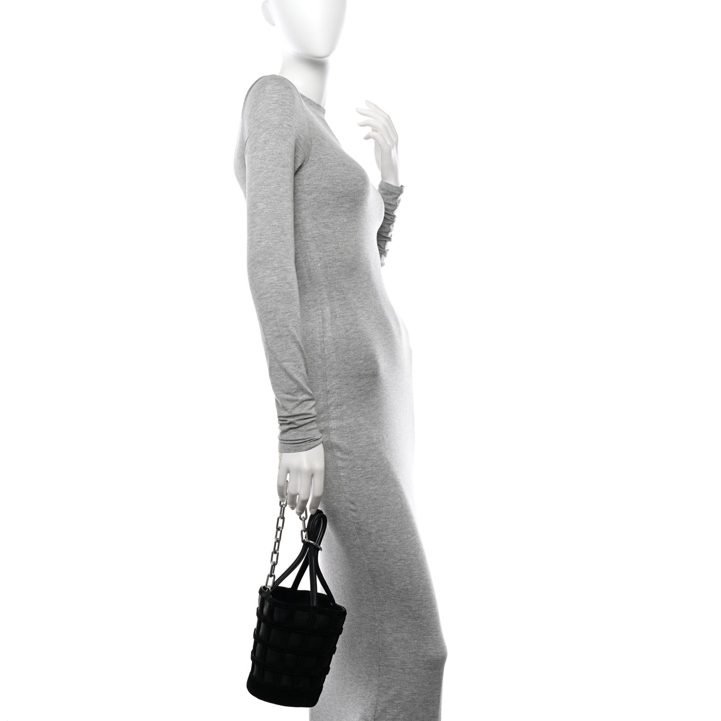 Suede Calfskin Roxy Mini Bucket Bag Black