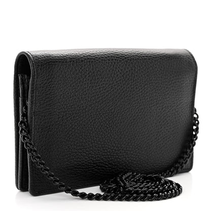 Gucci Dollar Calfskin Enamel Monochrome Mini GG Marmont Chain Wallet Black 3 of 11
