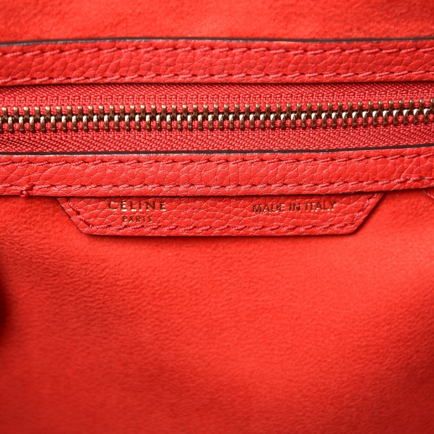 Celine Drummed Calfskin Micro Luggage Coquelicot 6 of 8