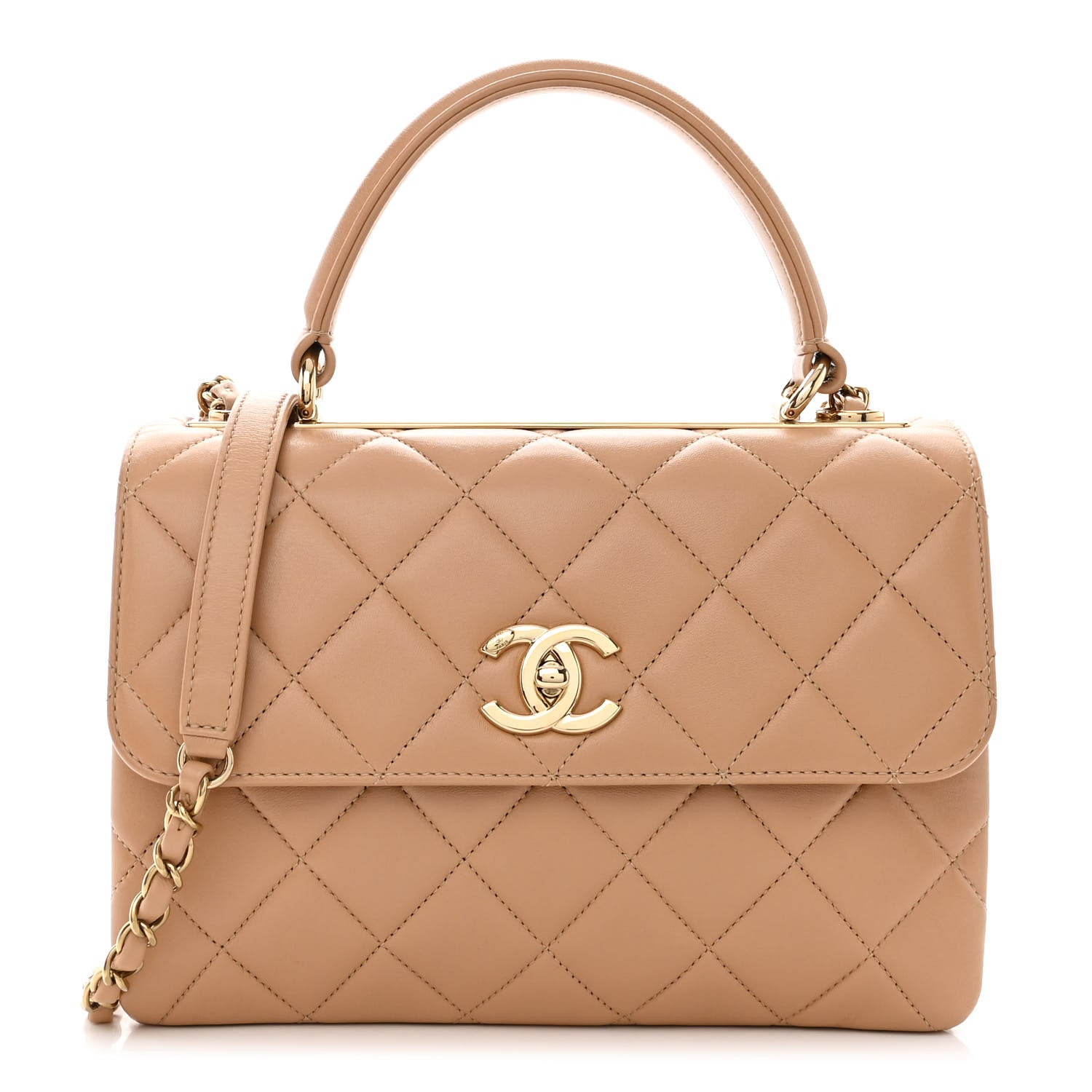 Chanel Lambskin Quilted Small Trendy CC Dual Handle Flap Bag Beige 1 of 10