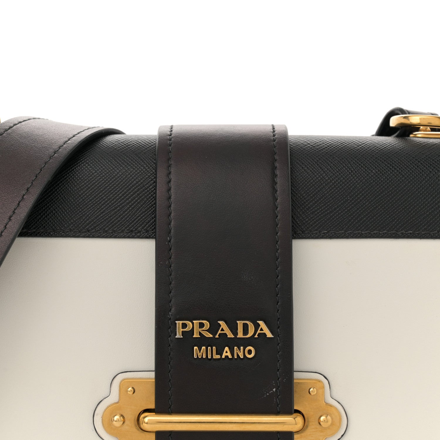 Prada City Calf Saffiano Large Cahier Bag White Black 8 of 17