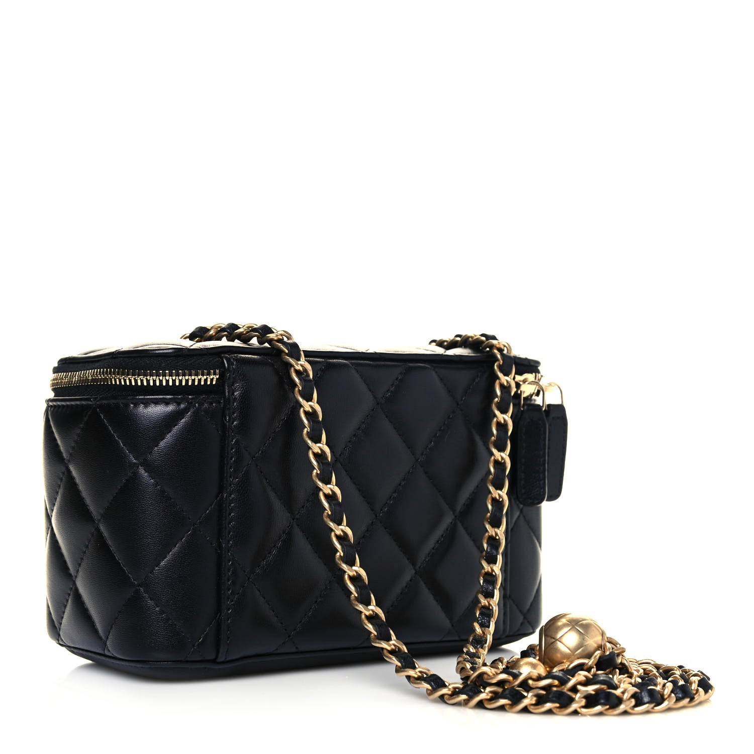 Chanel Lambskin Quilted Pearl Crush Small Vanity Case With Chain Black 4 of 13