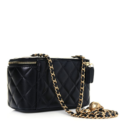 Chanel Lambskin Quilted Pearl Crush Small Vanity Case With Chain Black 4 of 13