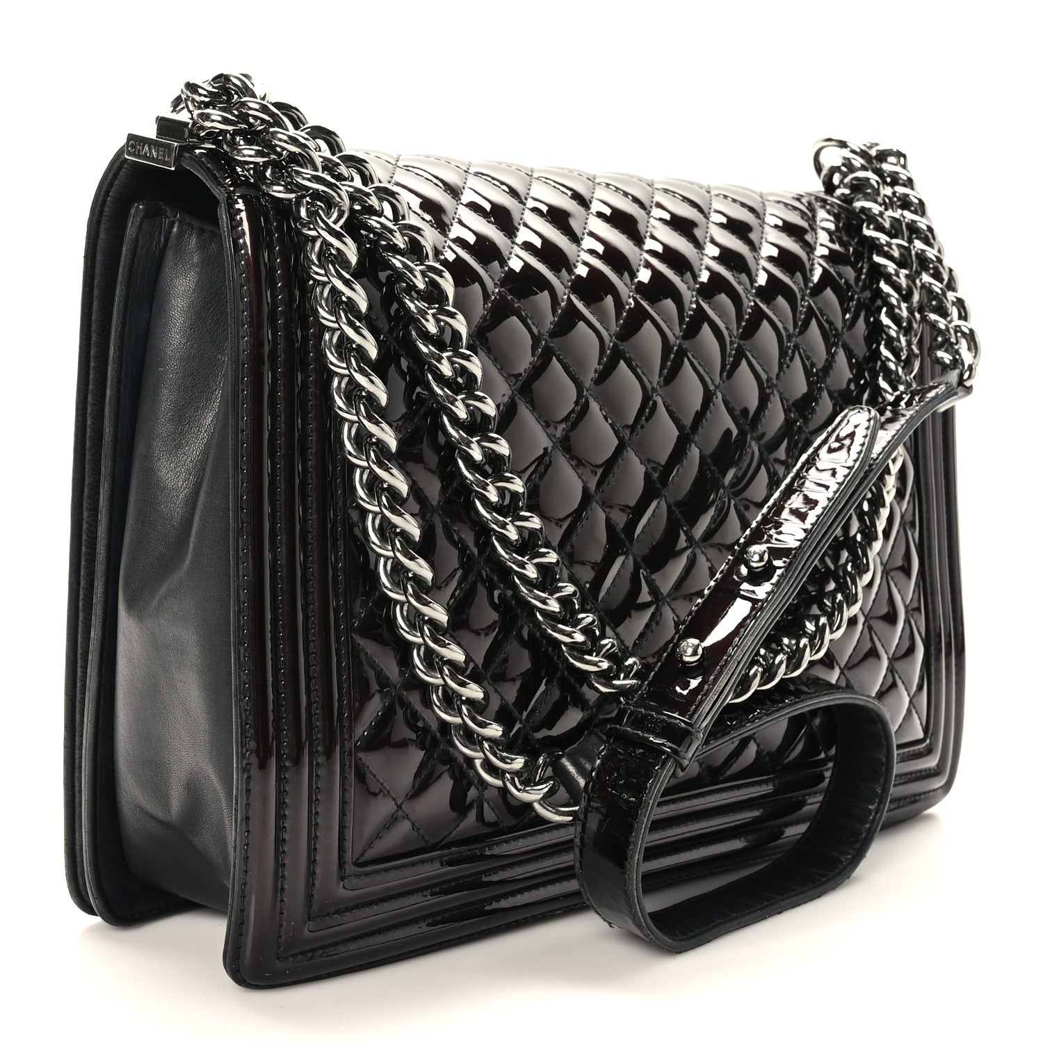 Chanel Patent Quilted Large Boy Flap Black 3 of 11