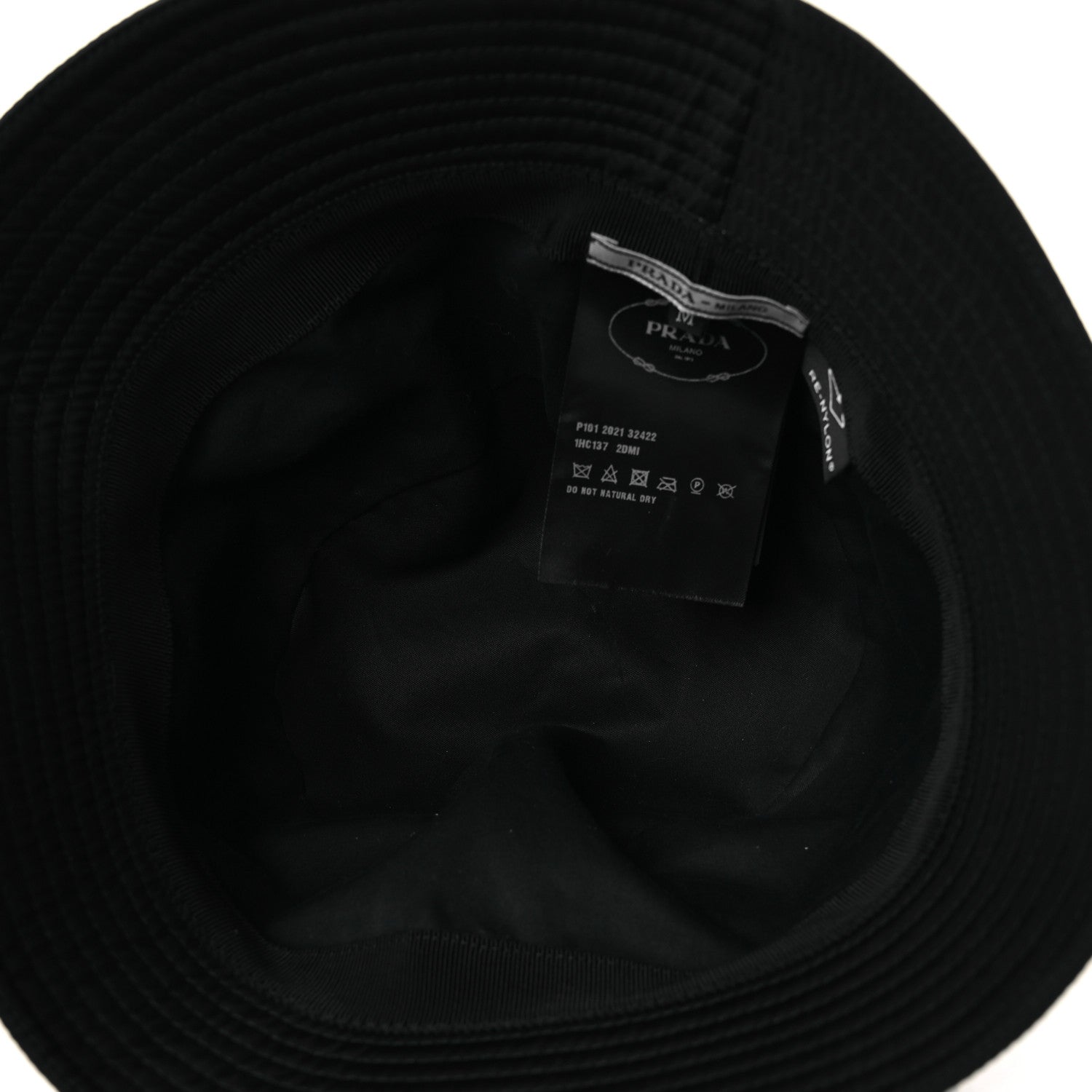 Prada Re-Nylon Metal Triangle Logo Womens Bucket Hat M Black 7 of 9