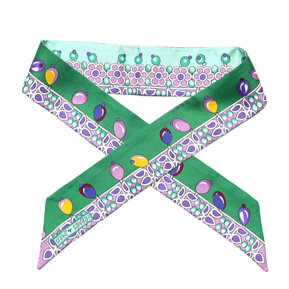 Hermes Silk Parures Des Maharajas Twilly Emeraude Mauve Vert 2 of 4