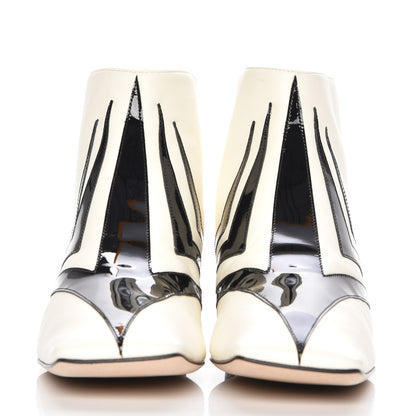 Chanel Lambskin Patent Short Boots 38 Black White 2 of 10