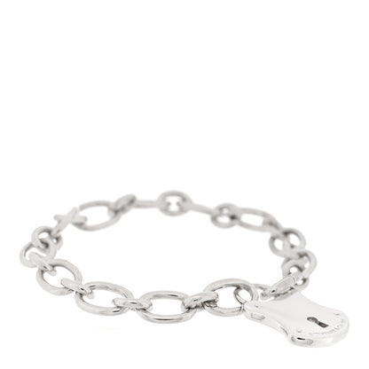 Tiffany Sterling Silver Oval Clasping Link Emblem Lock Charm Bracelet 1 of 3