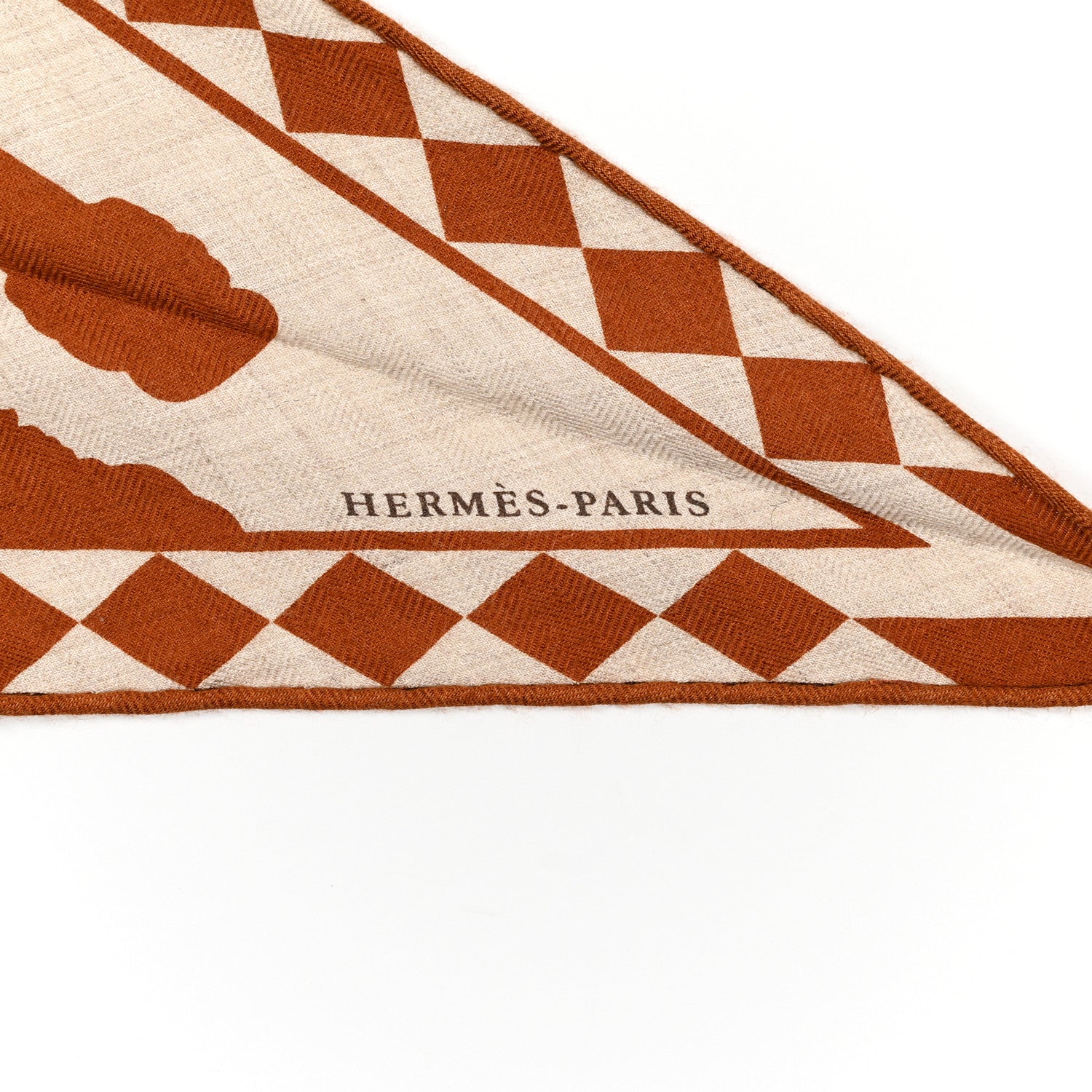 Hermes Cashmere Silk Fouets Et Badines Losange Scarf Naturel Caramel Menthol 2 of 4