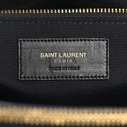 Saint Laurent Grain De Poudre Matelasse Chevron Monogram Shopping Bag Black 6 of 7