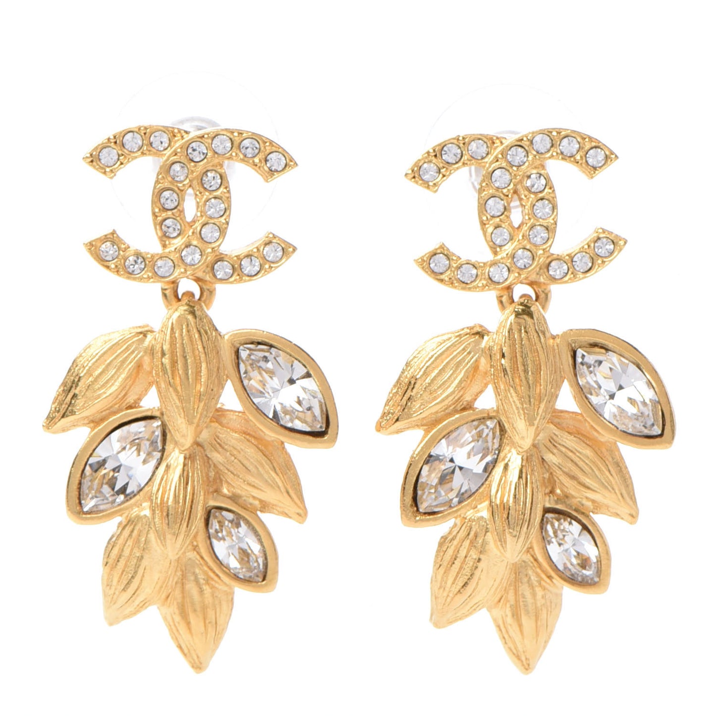 Crystal Sparkling Wheat CC Earrings Gold