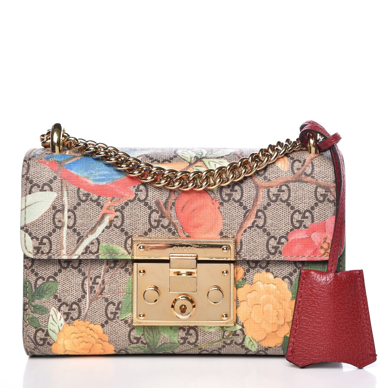 Gucci GG Supreme Monogram Tian Small Padlock Shoulder Bag Beige Multicolor New Acero 1 of 8