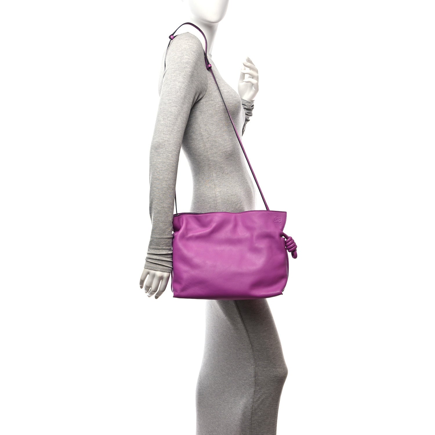 Loewe Calfskin Flamenco Knot Clutch Purple 2 of 10
