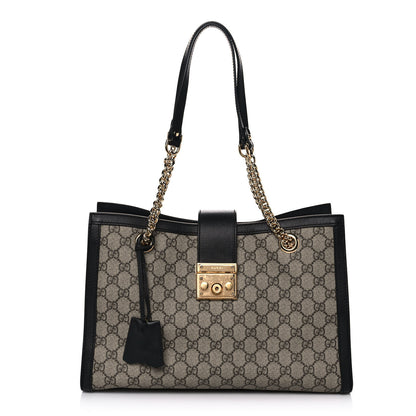 Gucci GG Supreme Monogram Medium Padlock Tote Black 1 of 12