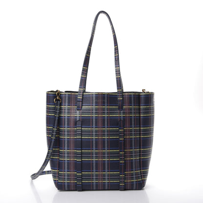 Balenciaga Calfskin Plaid XS Everyday Tote Bleu Navy Jaune 2 of 13