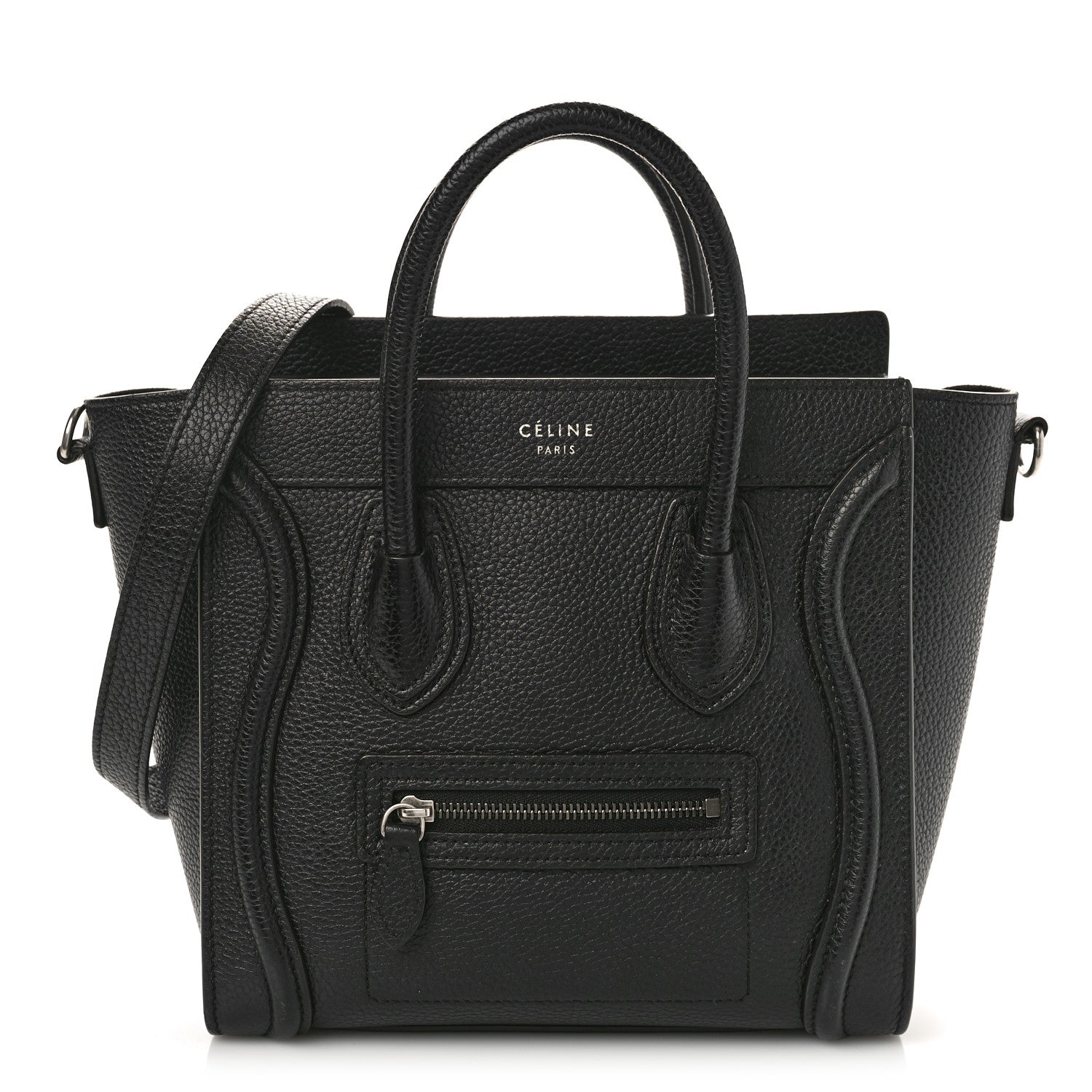 Celine Drummed Calfskin Nano Luggage Black 1 of 8
