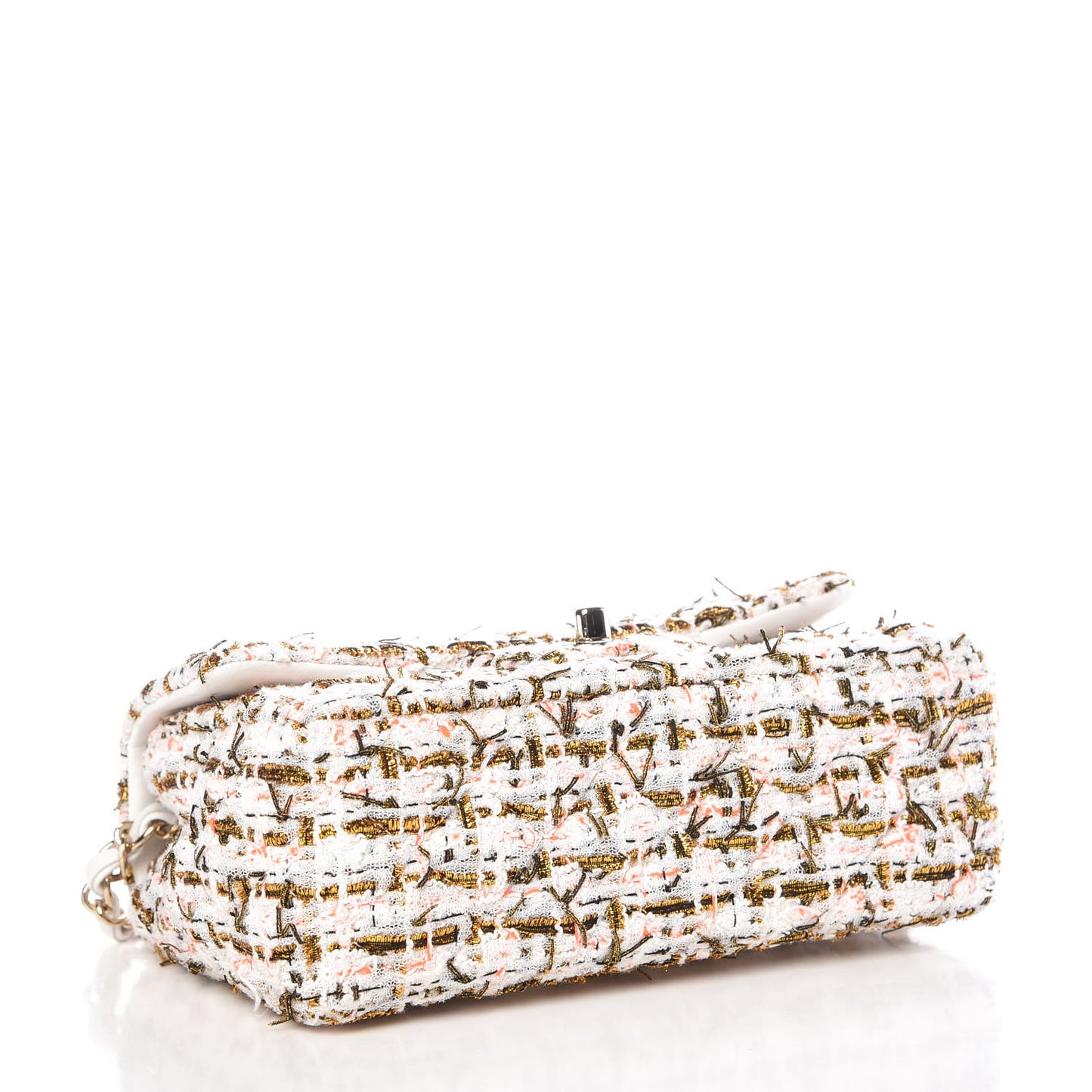 Tweed Quilted Mini Rectangular Flap White