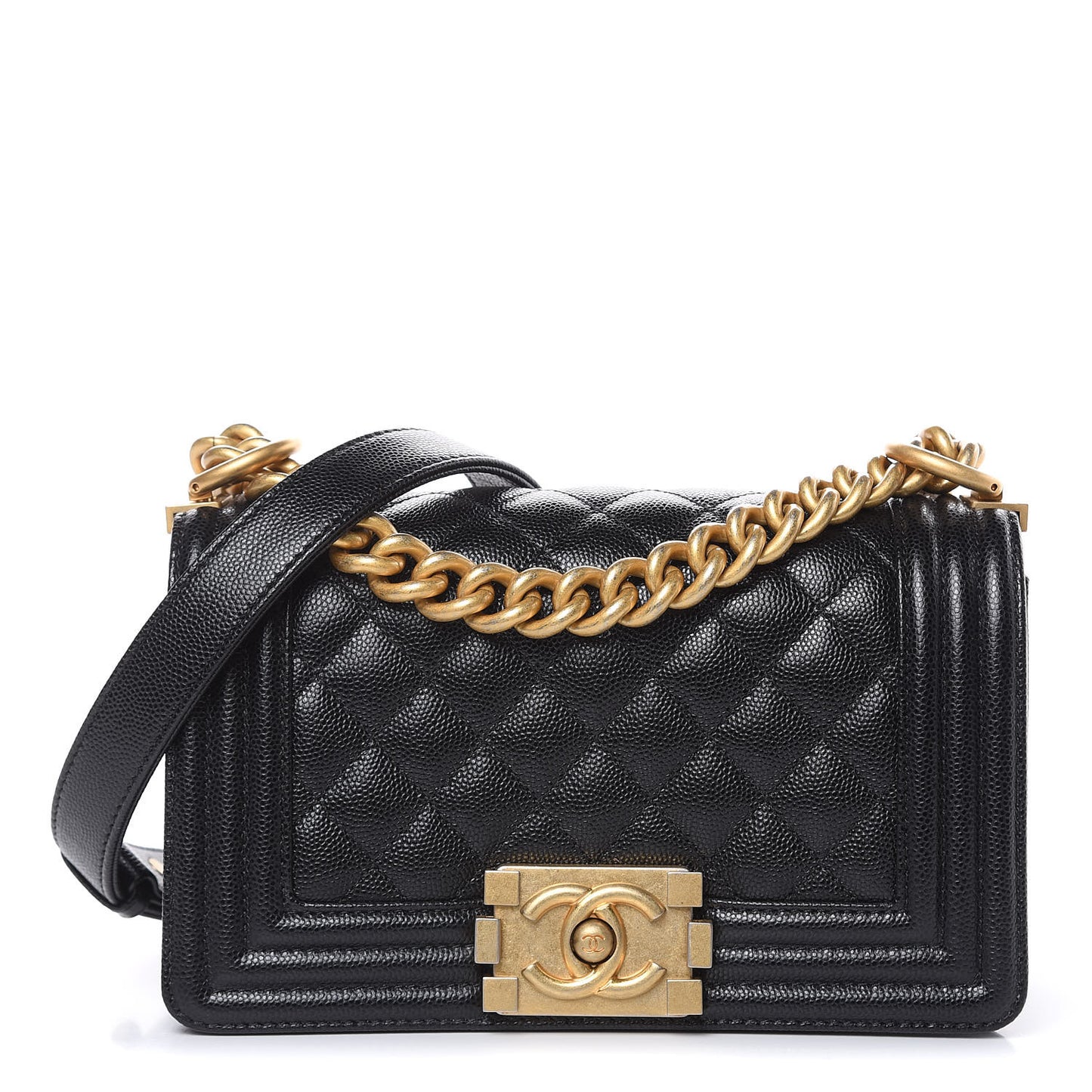 Caviar Quilted Small Boy Flap Black