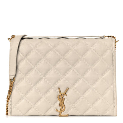 Saint Laurent Lambskin Quilted Small Becky Chain Bag Blanc Vintage 1 of 21