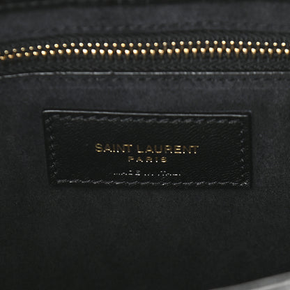 Saint Laurent Calfskin Crocodile Embossed Le 5 A 7 Hobo Black 6 of 9