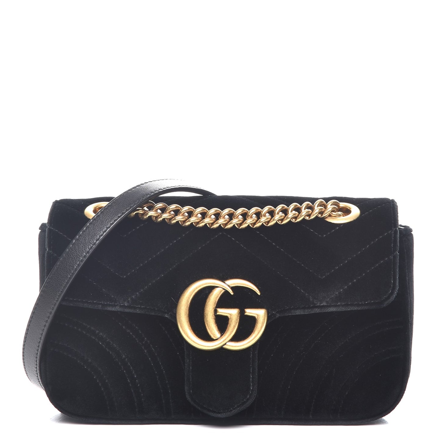 Velvet Matelasse Mini GG Marmont Shoulder Bag Black