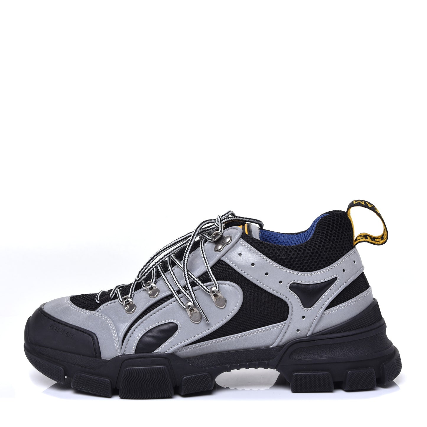 X SEGA Mesh Technical Canvas Calfskin Reflective Mens Flashtrek Sneakers 9 Silver Black