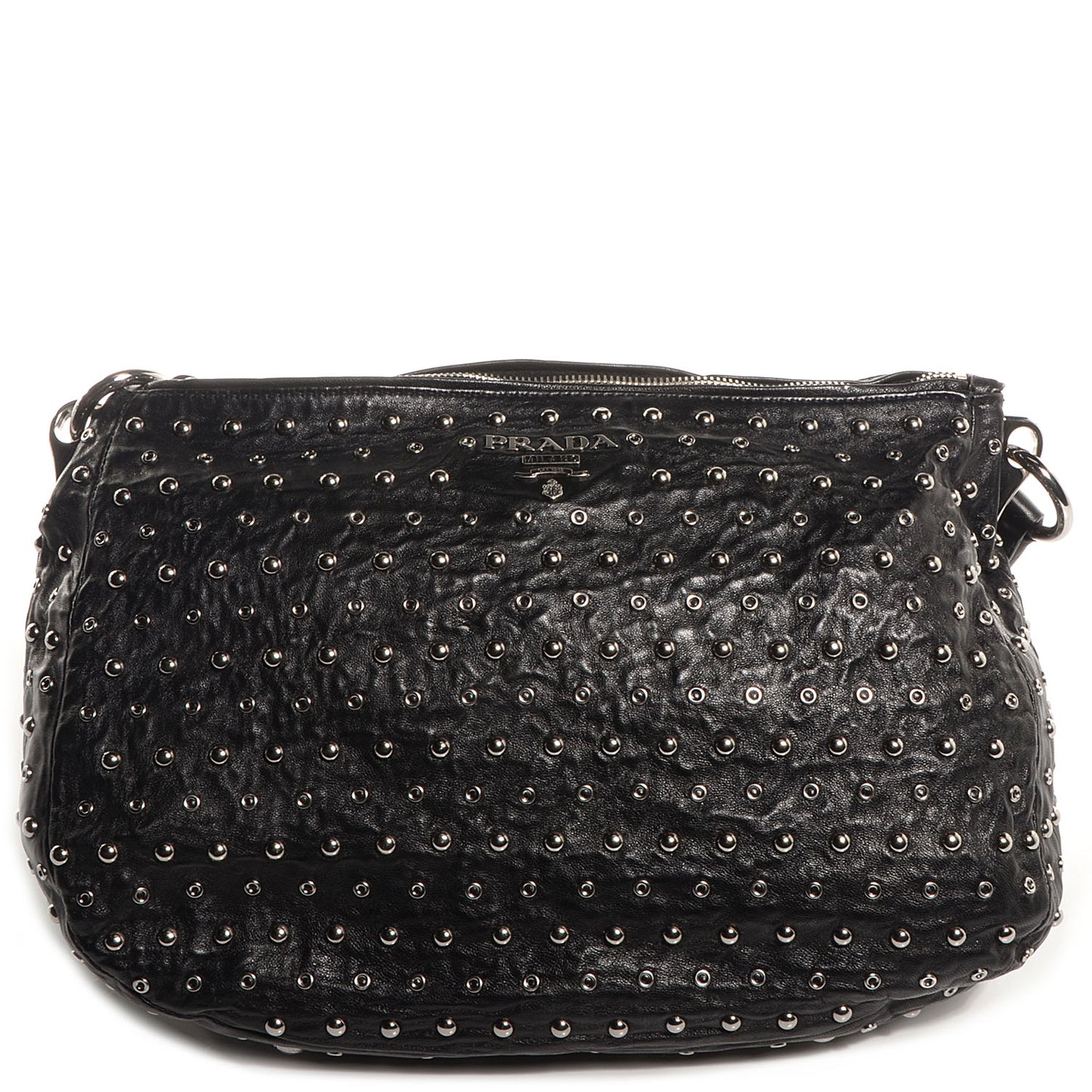 Nappa Antique Studded Shoulder Bag Nero Black