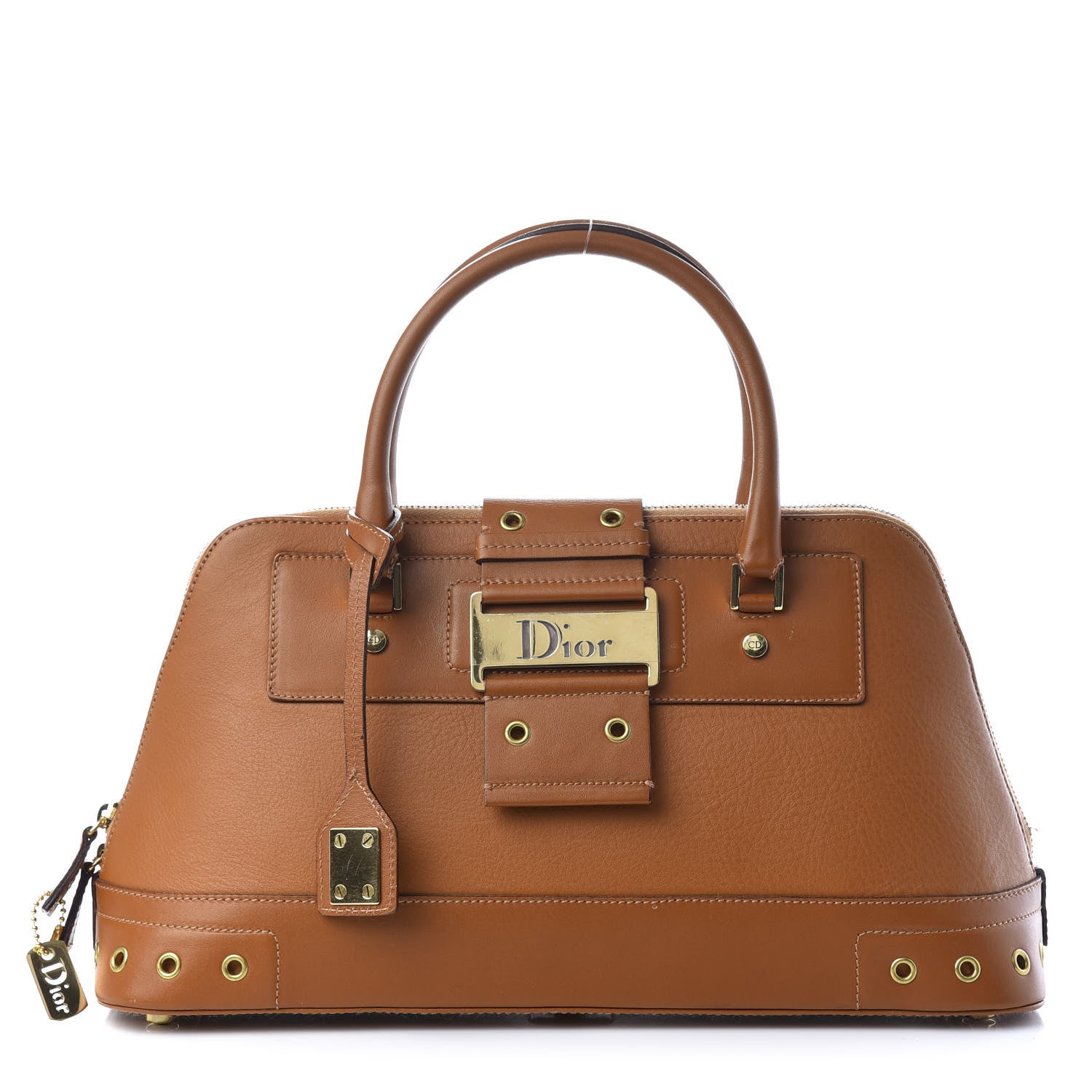 Christian Dior Grained Calfskin Street Chic Top Handle Bag Brown 1 of 11