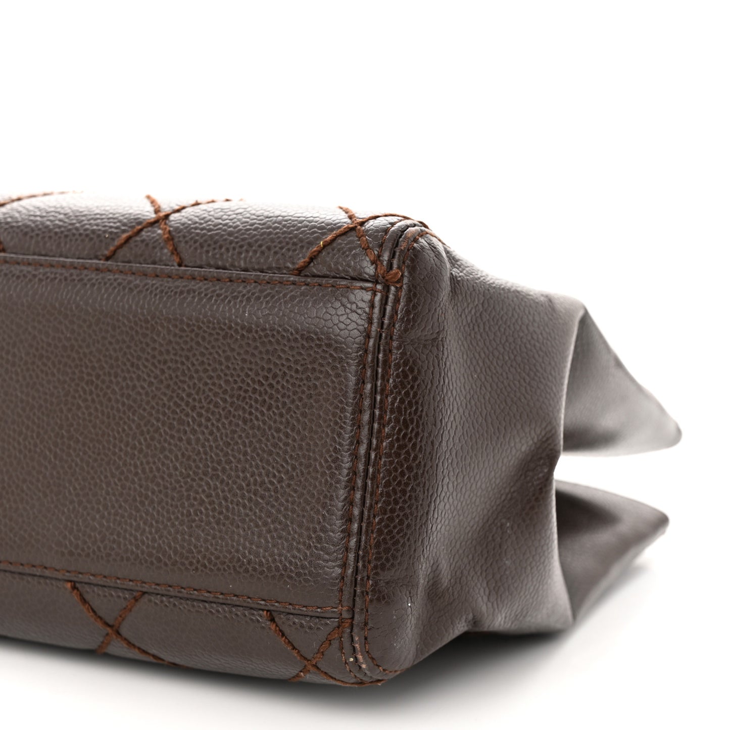 Caviar Quilted Shopping Tote Dark Brown