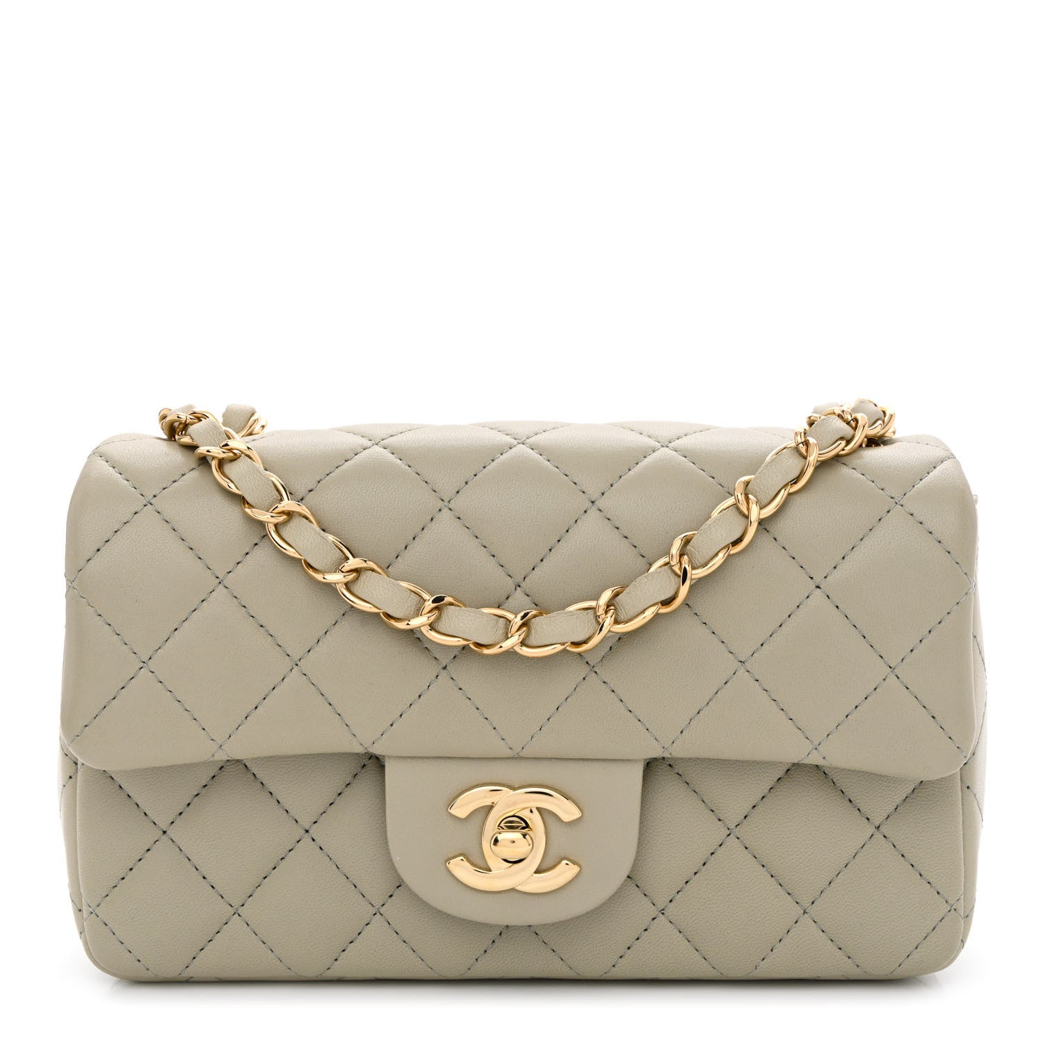 Chanel Lambskin Quilted Mini Rectangular Flap Grey 1 of 10