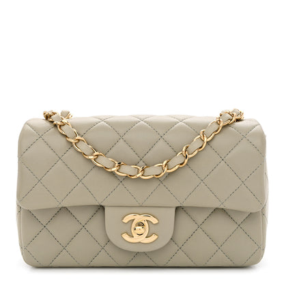 Chanel Lambskin Quilted Mini Rectangular Flap Grey 1 of 10