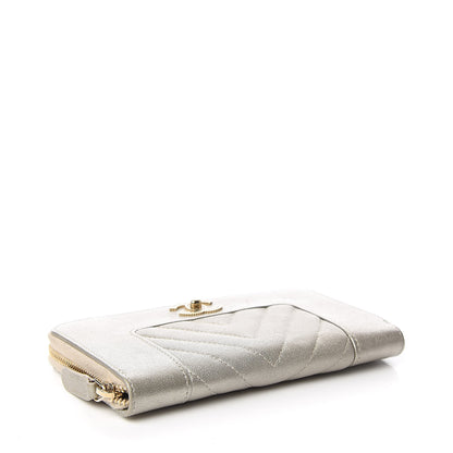 Chanel Metallic Sheepskin Quilted Mademoiselle Vintage Zip Around Wallet Light Gold 4 of 12