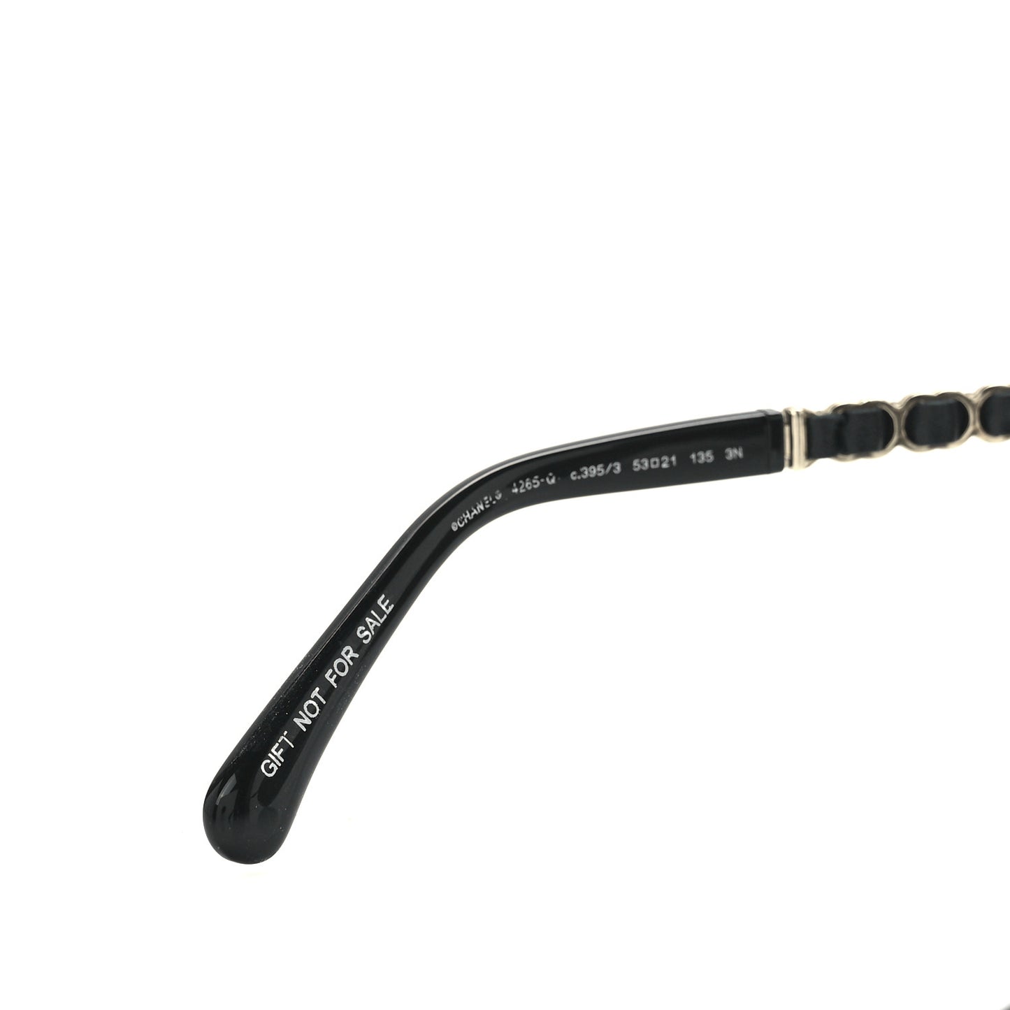 Metal Calfskin Round Chain Sunglasses 4265-Q Black