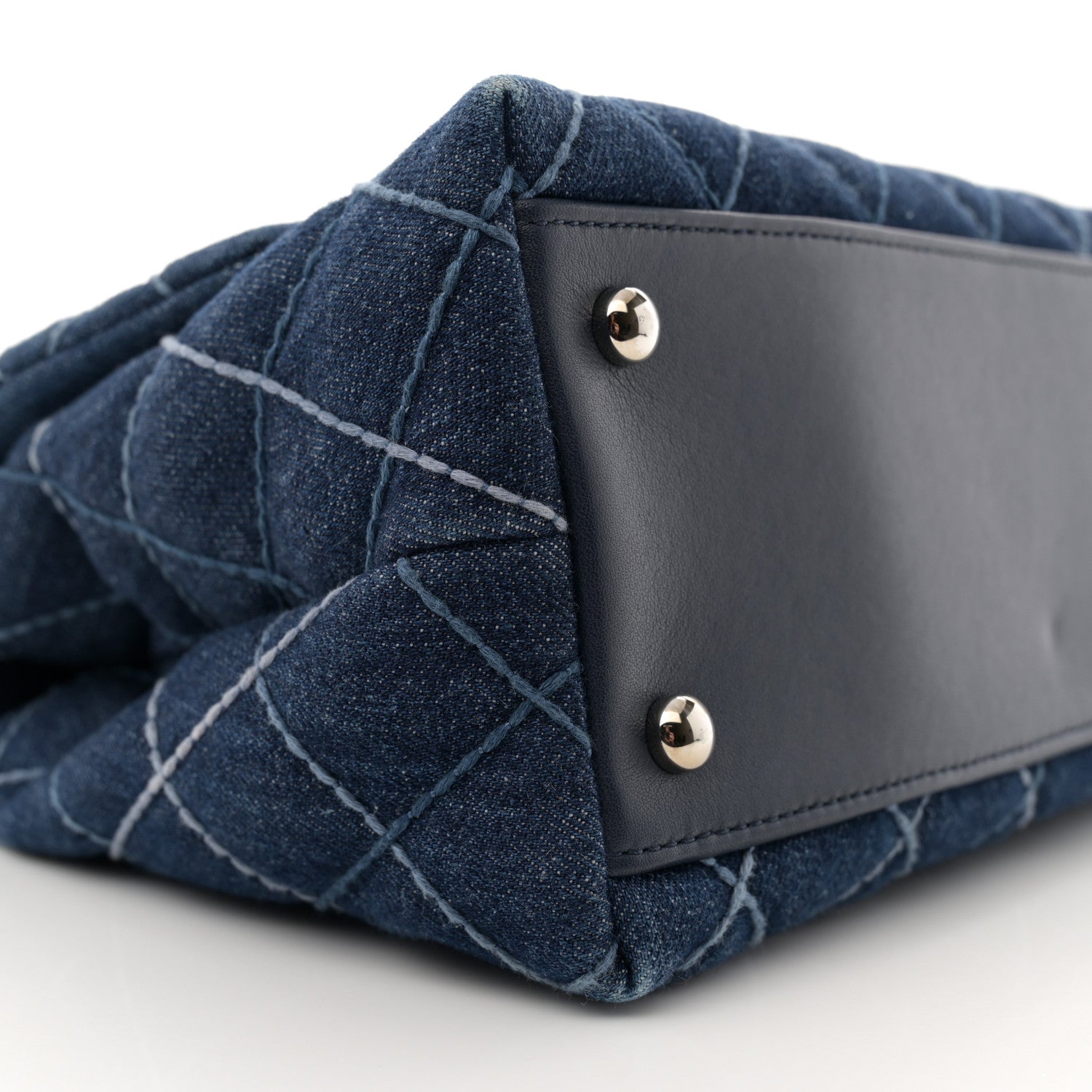 Chanel Denim Quilted Small Coco Handle Flap Blue 9 of 14