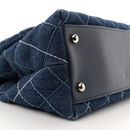 Chanel Denim Quilted Small Coco Handle Flap Blue 9 of 14